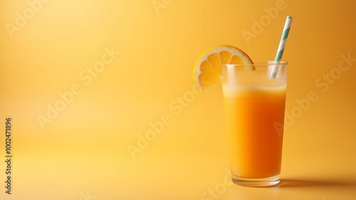 Smoothie with a straw on a delicate background. Banner for advertising, instead of for text