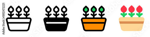 Editable potted flowers, plant vector icon. Gardening, landscaping, horticulture. Part of a big icon set family. Perfect for web and app interfaces, presentations, infographics, etc