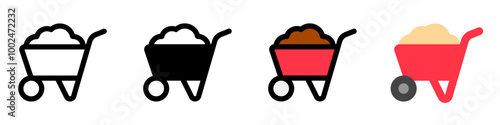 Editable wheelbarrow vector icon. Gardening, landscaping, horticulture, construction, industry. Part of a big icon set family. Perfect for web and app interfaces, presentations, infographics, etc