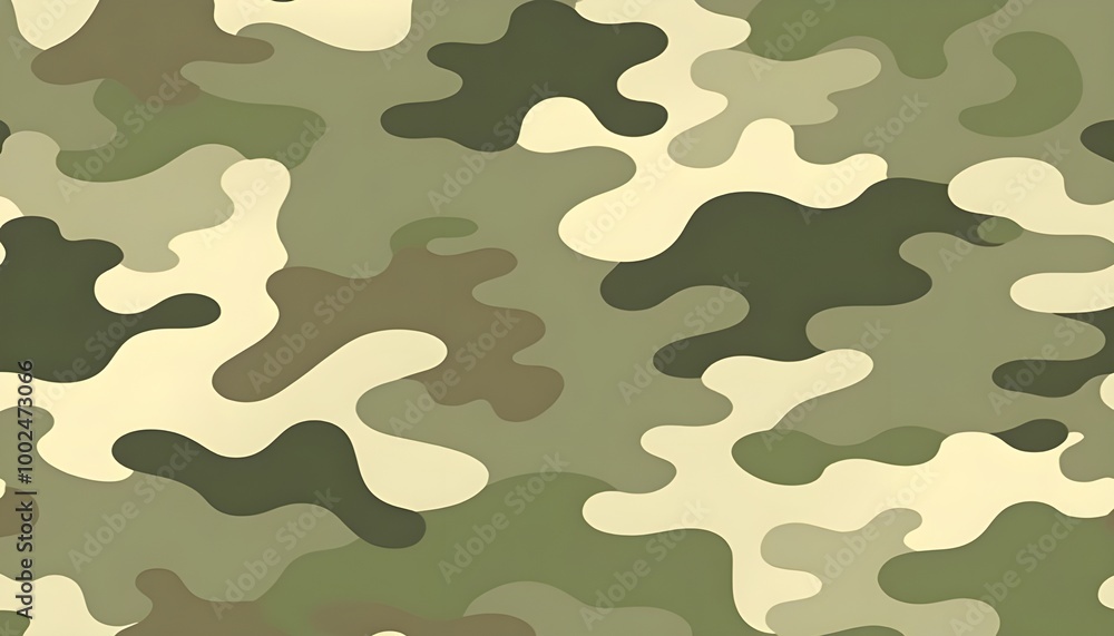 : A fashionable camouflage pattern with a modern twist, featuring abstract shapes in shades of green, brown, and beige. : A fashionable camouflage pattern with a modern twist, featuring abstract shapes in shades of green, brown, and beige.