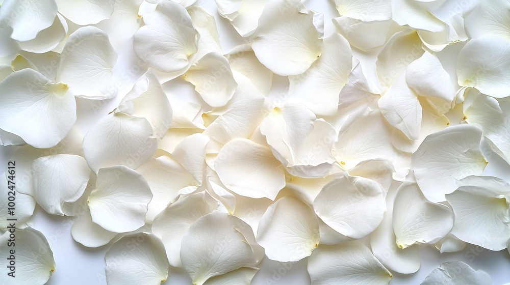A picture features two white flowers on a white background, with one in the center and the other off-center A picture features two white flowers on a white background, with one in the center and the other off-center