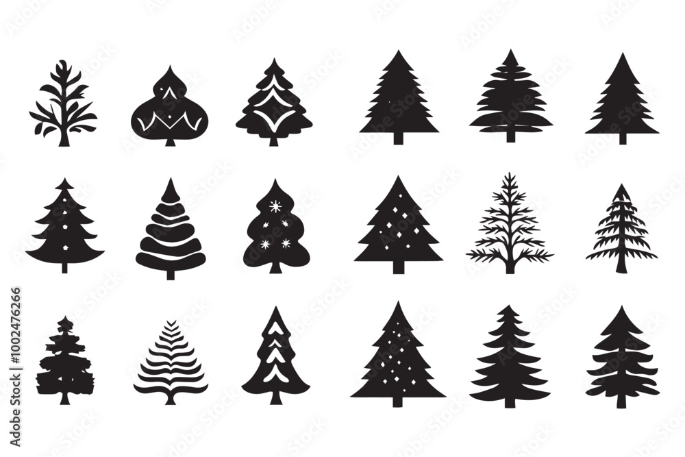 Obraz premium Christmas Tree Vector Bundle Illustration 