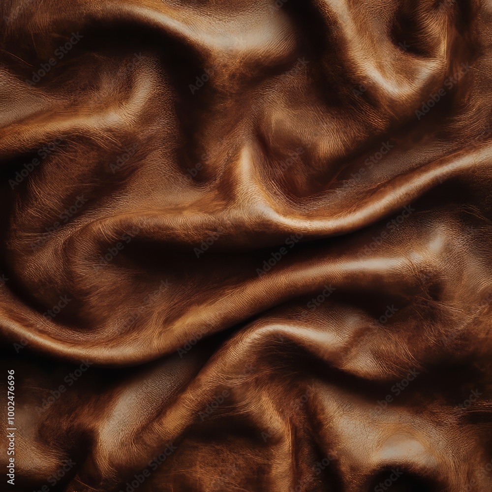 Close Up, Folded And Wrinkled Soft Napa Leather Texture Background, Natural Full Grain Brown Color Close Up, Folded And Wrinkled Soft Napa Leather Texture Background, Natural Full Grain Brown Color
