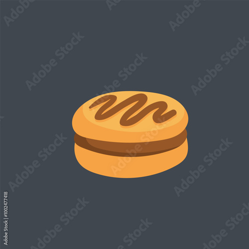 chocolate cream sandwich cookie in flat vector design.