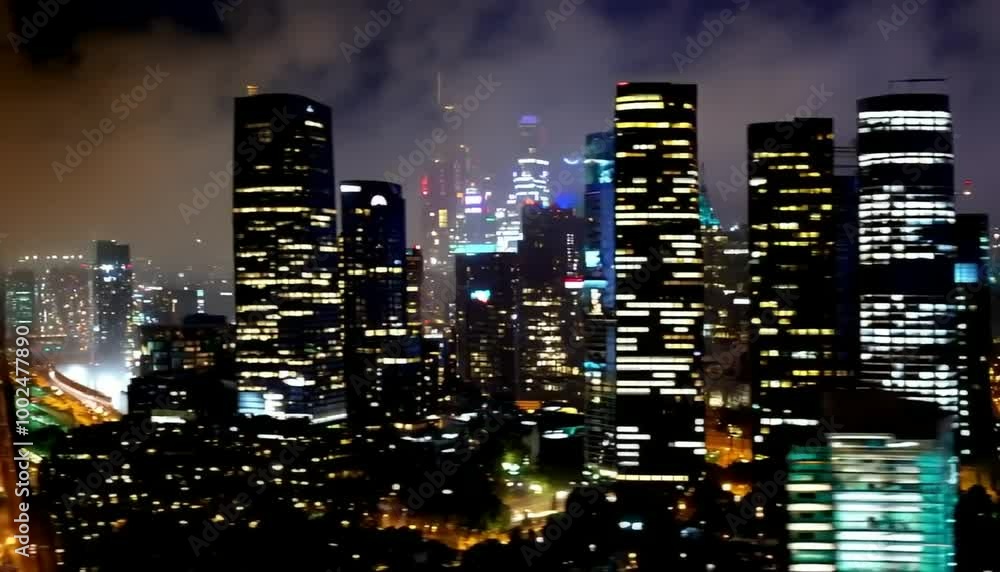 breathtaking views of towering skyscrapers lit up at night in cityscape breathtaking views of towering skyscrapers lit up at night in cityscape