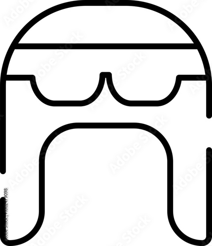 Rounded Editable stroke Earflap Hat Icon