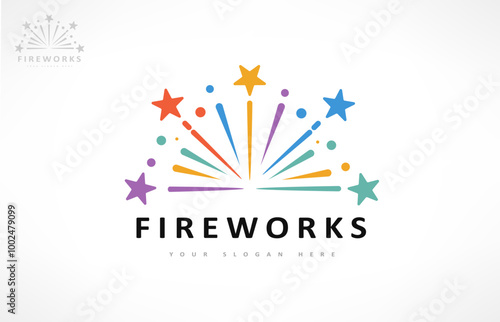 fireworks and stars logo vector design