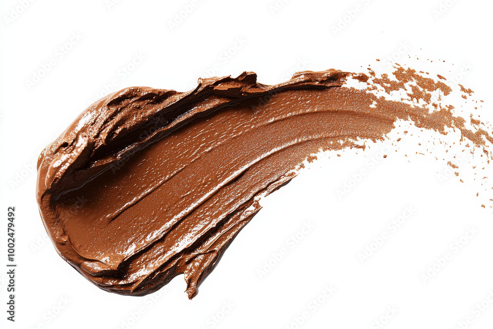 Rich brown paint smudge on a clean white background illustrating creative expression Rich brown paint smudge on a clean white background illustrating creative expression