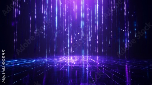 Abstract digital background with glowing purple lines creating a futuristic atmosphere.