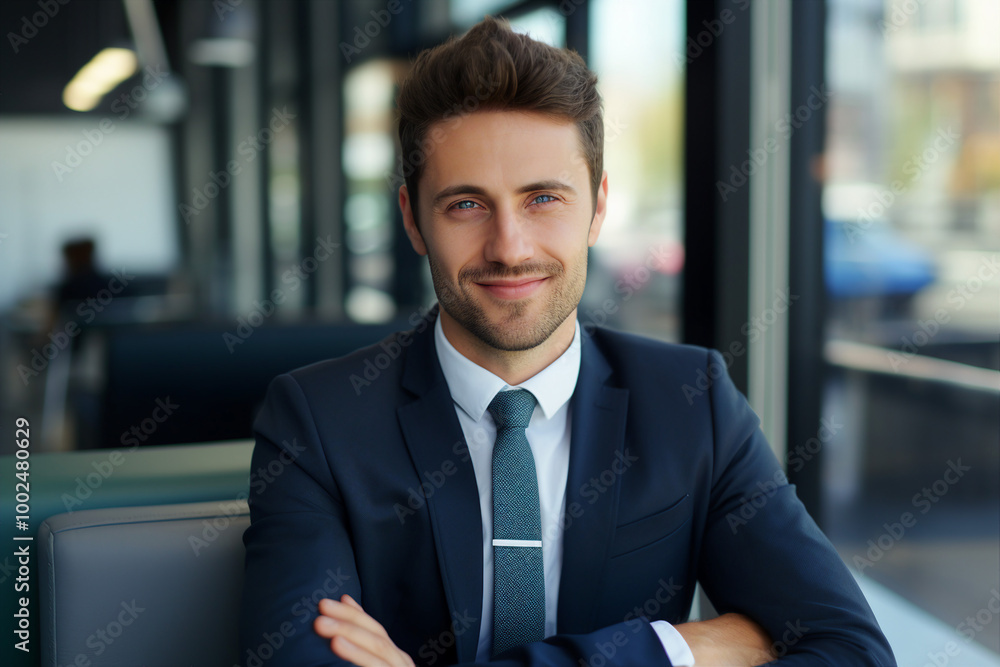 Successful business people person in modern interior office space building made with Generative AI artwork Successful business people person in modern interior office space building made with Generative AI artwork