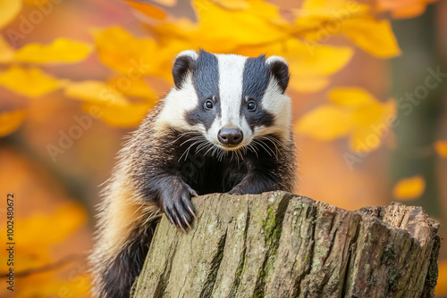 An animal in a beautiful autumn wood created with generative AI technology