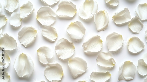  A single white flower rests atop a sea of white petals