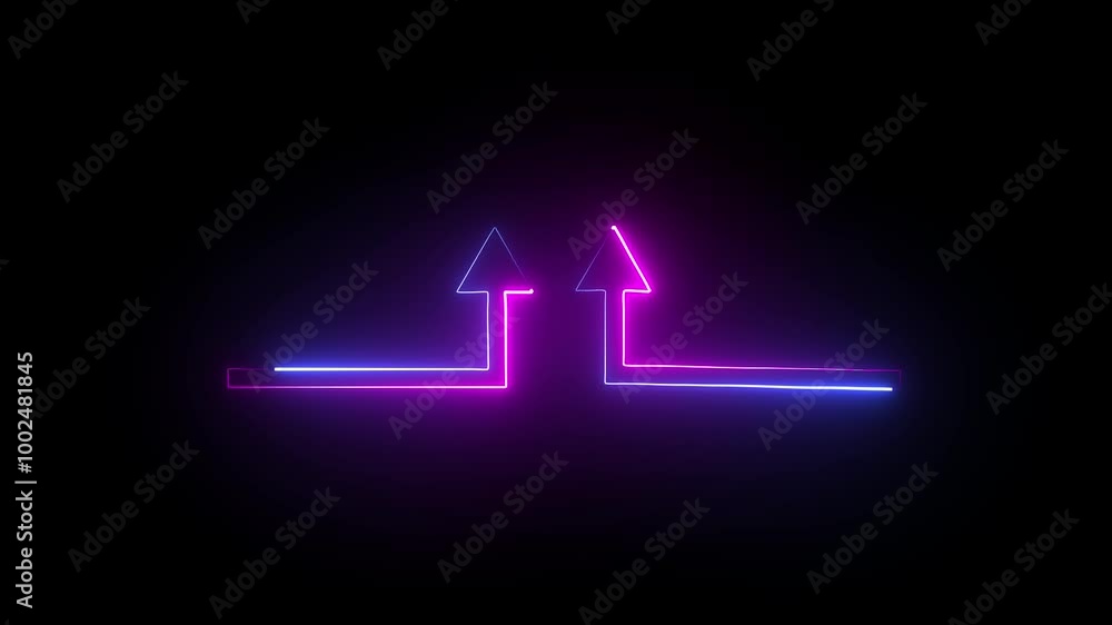 Glowing neon line icon and up arrow isolated on transparent background. Arrow growth up concept , Money, profit, investment, growth business, economy, Glowing neon line icon and up arrow isolated on transparent background. Arrow growth up concept , Money, profit, investment, growth business, economy,