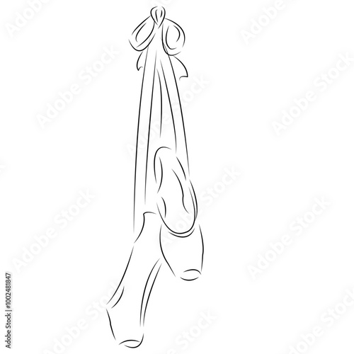 One continuous single drawing line art flat doodle ballet, shoe, isolated, female, girll. Isolated image hand draw contour on a white background 