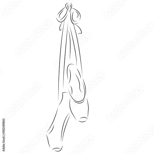 One continuous single drawing line art flat doodle ballet, shoe, isolated, female, girll. Isolated image hand draw contour on a white background
