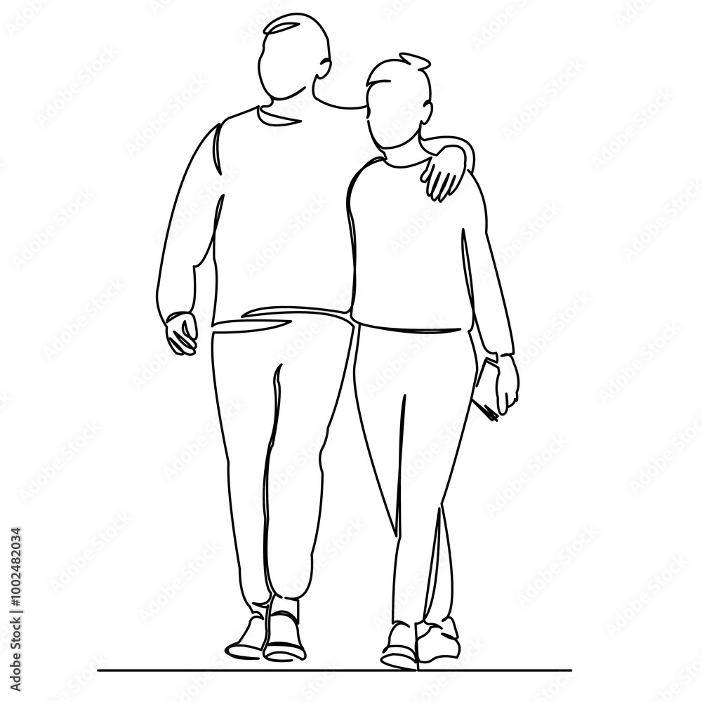One continuous single drawing line art doodle couple, love, together, male, people, girl, romantic. Isolated flat illustration hand draw contour on a white background
One continuous single drawing line art doodle couple, love, together, male, people, girl, romantic. Isolated flat illustration hand draw contour on a white background