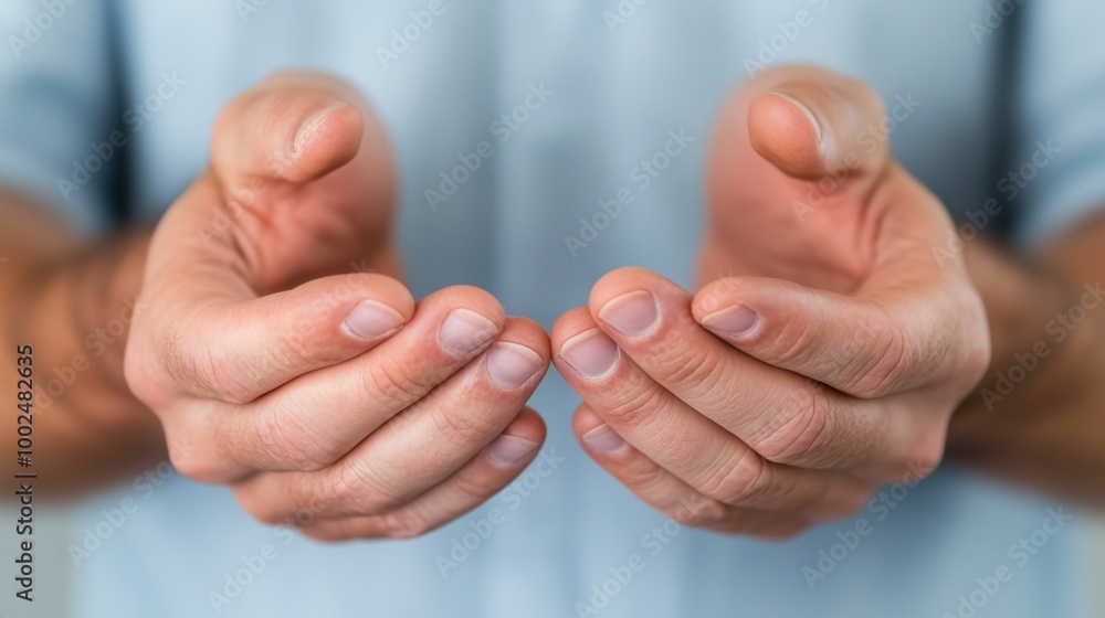 Close-up of hands in an open and waiting gesture, palms facing upwards Close-up of hands in an open and waiting gesture, palms facing upwards