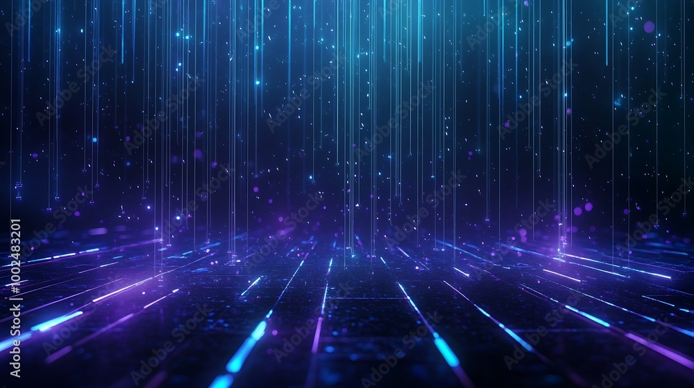 Abstract futuristic neon lights with glowing particles creating a digital landscape. Abstract futuristic neon lights with glowing particles creating a digital landscape.