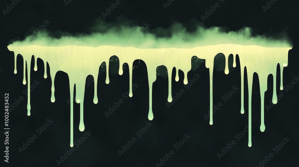Abstract Dripping Green Paint on Black Background Abstract Dripping Green Paint on Black Background
