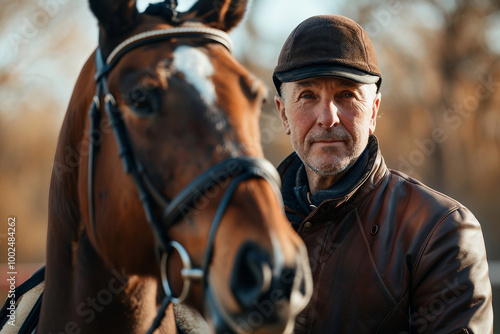 Generative AI illustration, equestrian sports lesson training, young person man woman kid learning to ride a horse