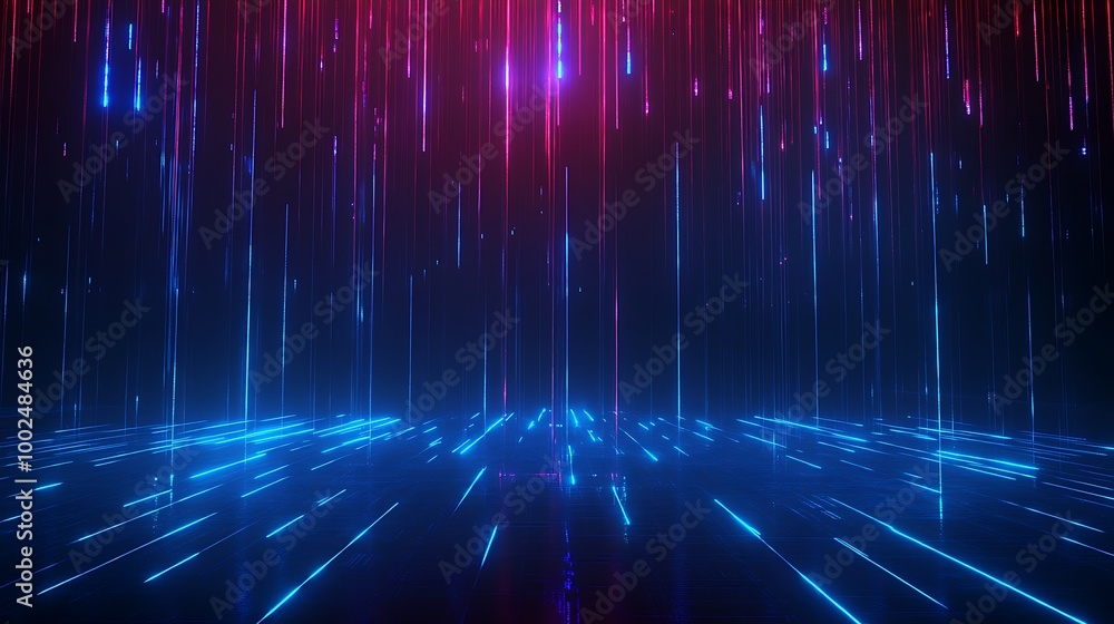 Abstract neon light lines creating a futuristic digital landscape, immersive and vibrant background. Abstract neon light lines creating a futuristic digital landscape, immersive and vibrant background.