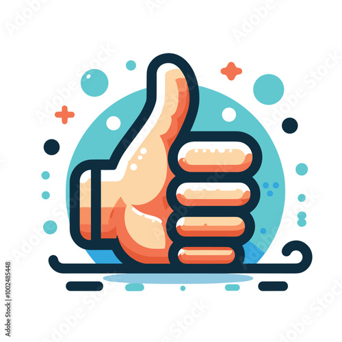 Colorful thumbs up illustration with abstract background  vector art, social media approval icon