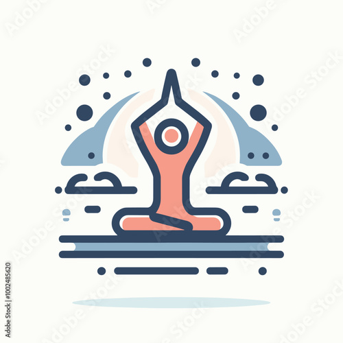 Abstract minimalist yoga pose design in pastel colors for mindfulness and wellness