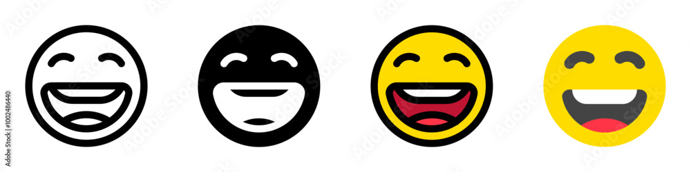 Fototapeta premium Editable happy smile expression emoticon vector icon. Part of a big icon set family. Part of a big icon set family. Perfect for web and app interfaces, presentations, infographics, etc