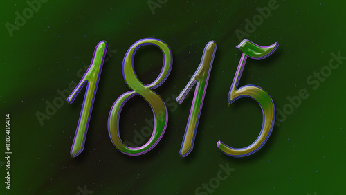 3D green with blue border design of number 1815 on green background.