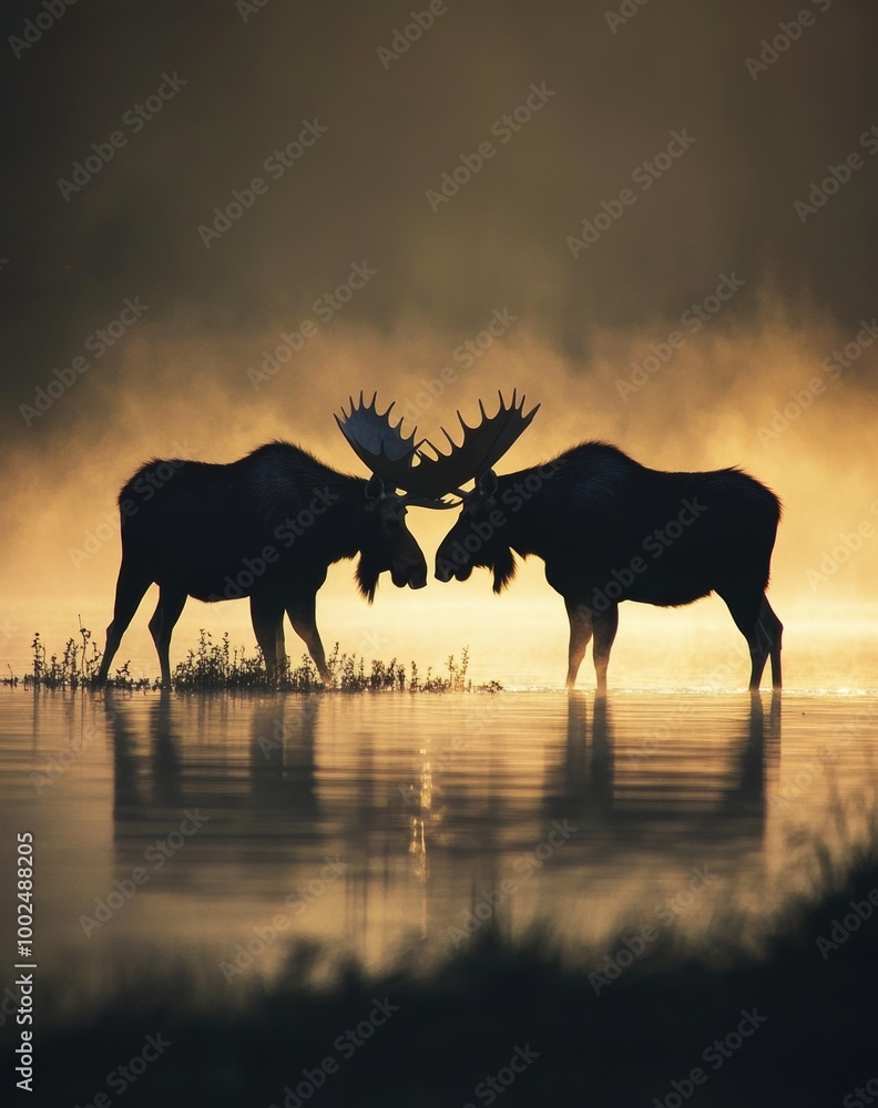 Moose Silhouette Sunset. Moose Silhouette Sunset.
