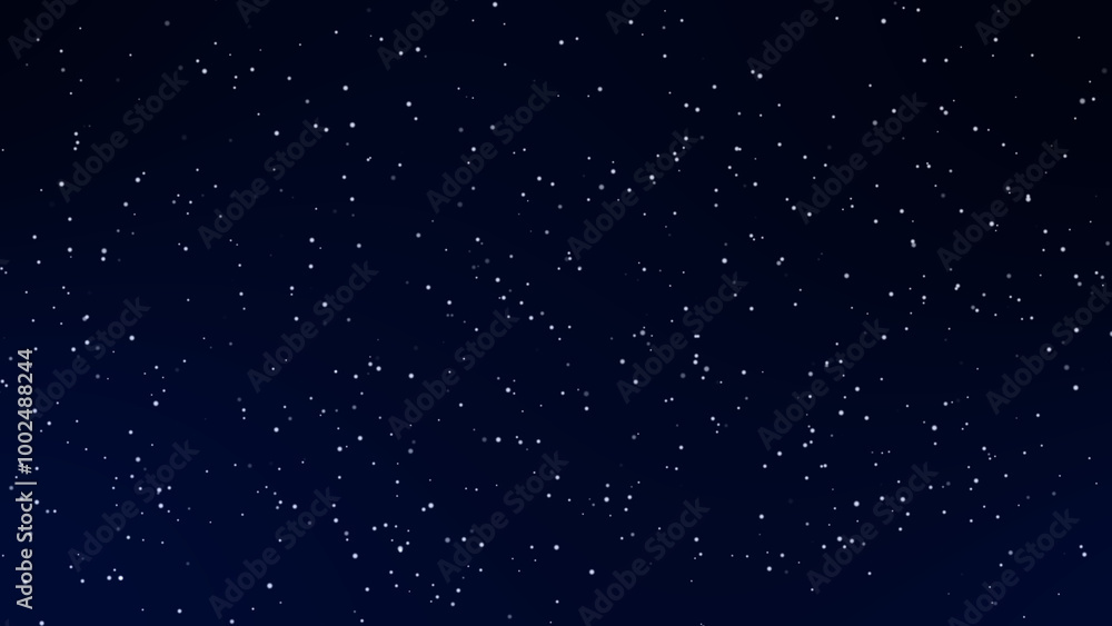 Fototapeta premium Abstract dark sky night background with white glowing stars lighting dots pattern navy blue background