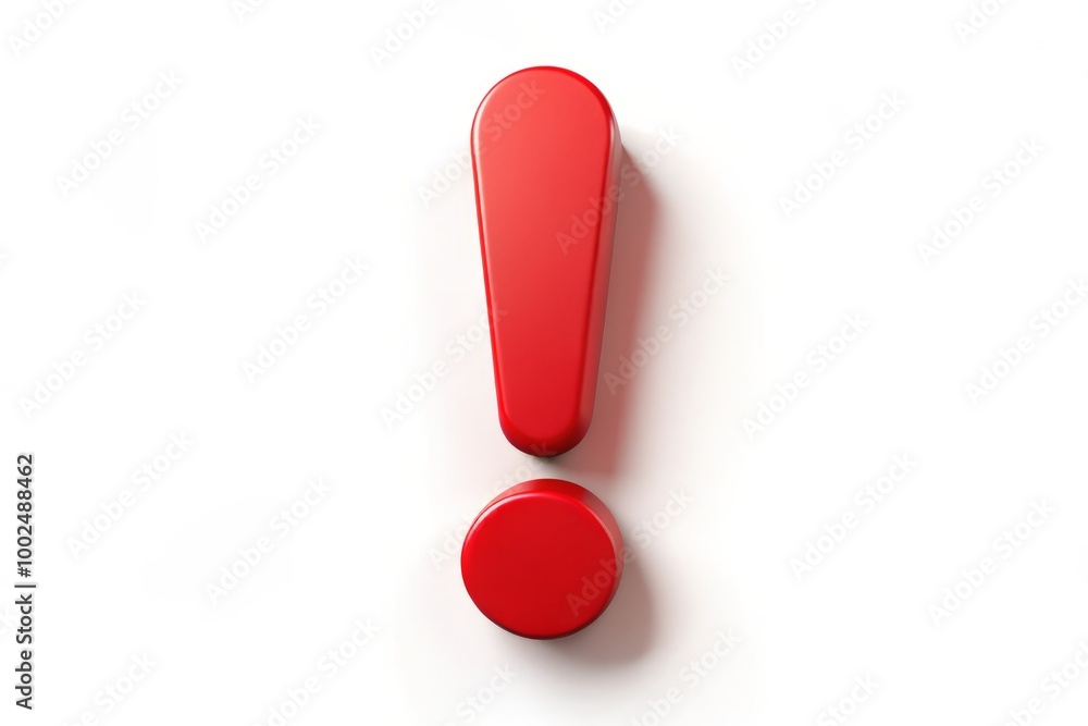 A bold red exclamation mark on a white background captures attention, emphasizing critical information and urging A bold red exclamation mark on a white background captures attention, emphasizing critical information and urging