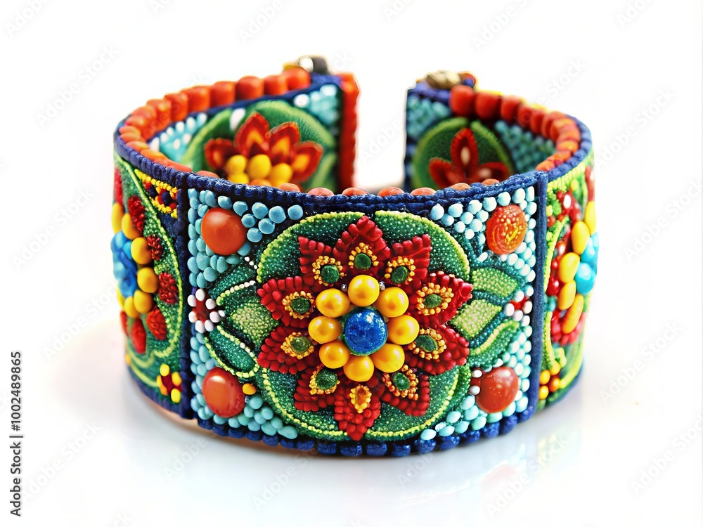 Exquisitely handcrafted bracelet reflecting the essence of traditional Spanish artistry, infused with colorful cultural Exquisitely handcrafted bracelet reflecting the essence of traditional Spanish artistry, infused with colorful cultural