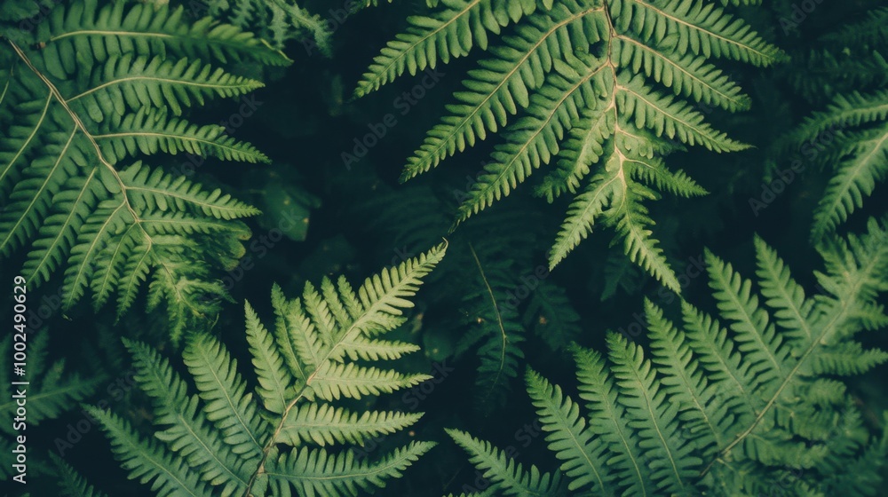 Close up of green fern leaves against a natural background showing intricate details of each leaf peaceful and organic scene Close up of green fern leaves against a natural background showing intricate details of each leaf peaceful and organic scene