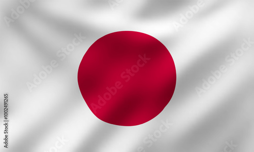 Waving Flag of Japan, Vector Illustration