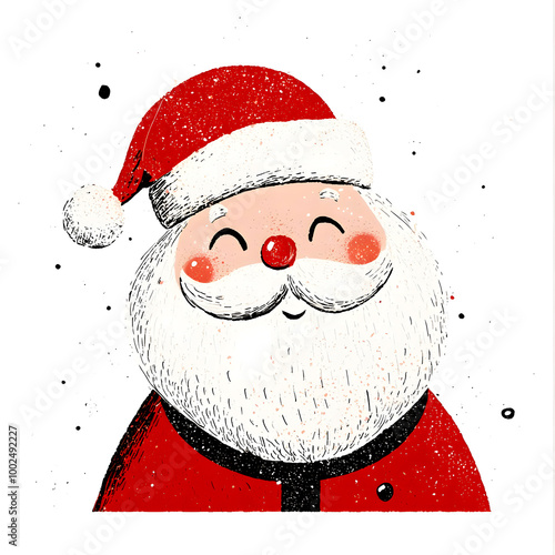 Illustration of a cheerful Santa Claus with a friendly smile on a white background