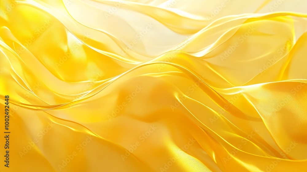 Flowing yellow silk fabric with soft waves Flowing yellow silk fabric with soft waves