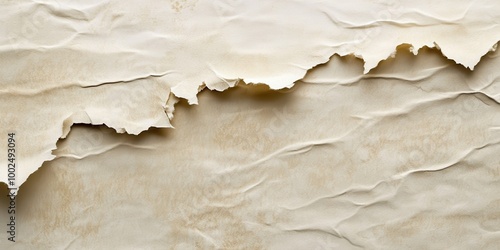 A close-up of crumpled, aged paper with torn edges, creating a textured background.