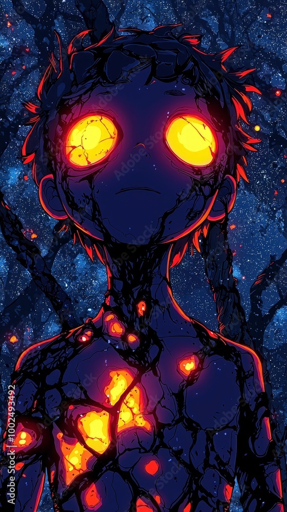 Fototapeta premium Glowing Figure in a Starry Night