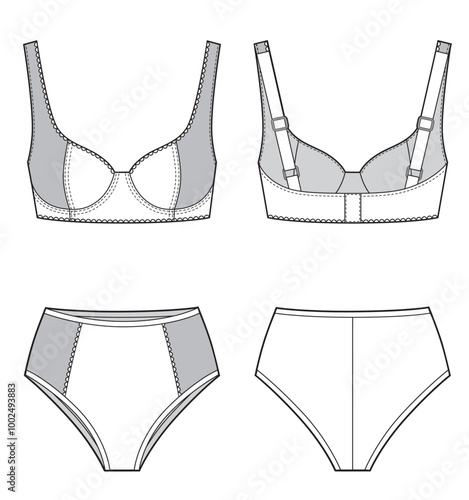 Illustration with set of women's underwear