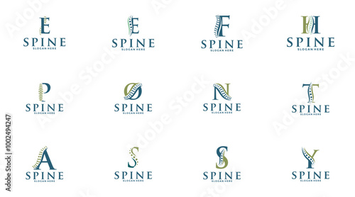 Set of Initial Letter with spine logo icon vector isolated design