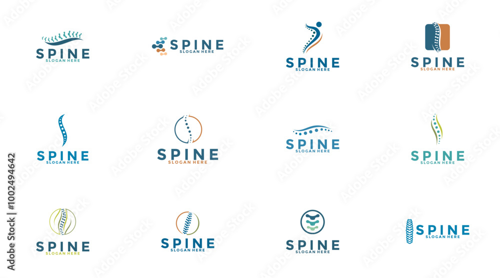 Set of spine logo icon vector isolated design Set of spine logo icon vector isolated design