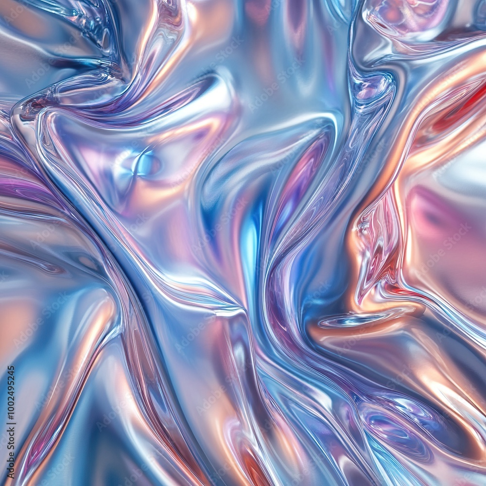 Fototapeta premium Abstract colorful metallic wave texture, ideal for background design.