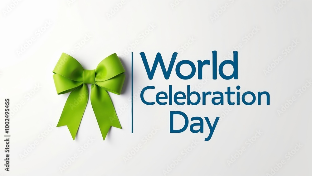 World Celebration Day Typography with green ribbon. World Celebration Day Typography with green ribbon.