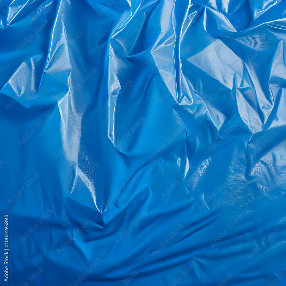 Fondo plástico azul arrugado. Fondo plástico azul arrugado.