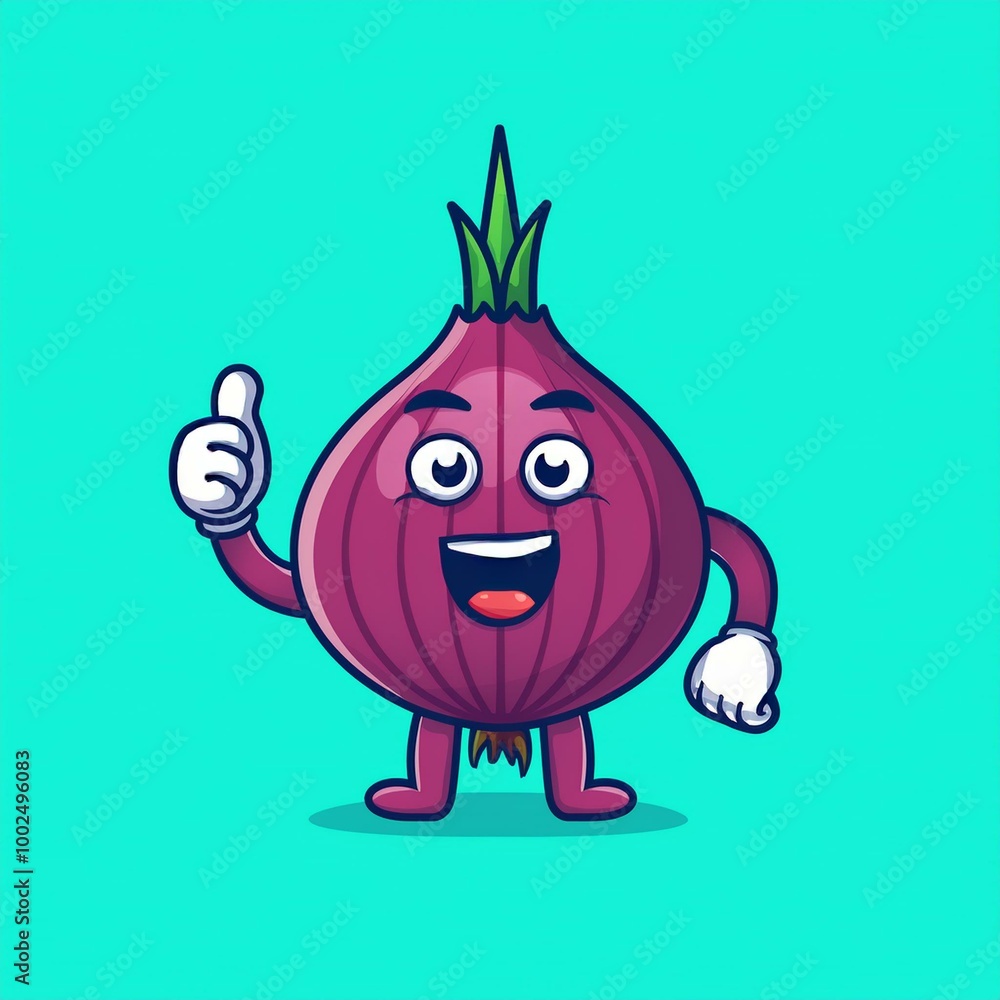 Red onion thumbs up mascot Vector Red onion thumbs up mascot Vector