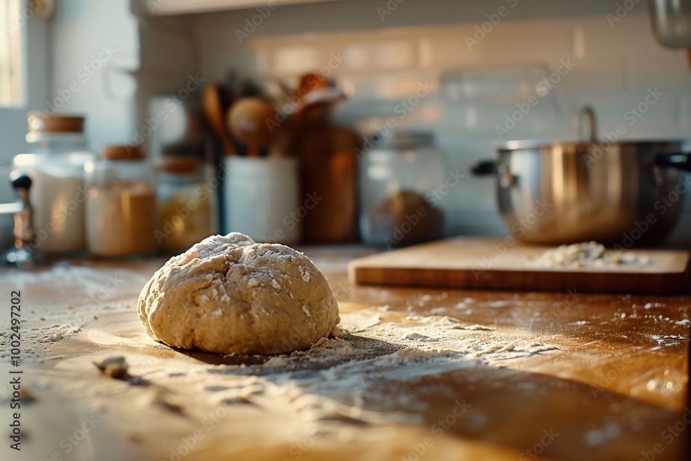 The bread rises in the kitchen. Dough for homemade bread. The bread rises in the kitchen. Dough for homemade bread.