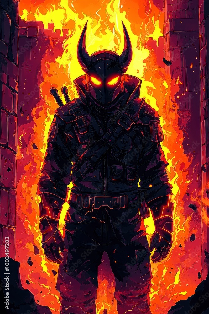 Fiery Warrior Emerging from the Flames Fiery Warrior Emerging from the Flames