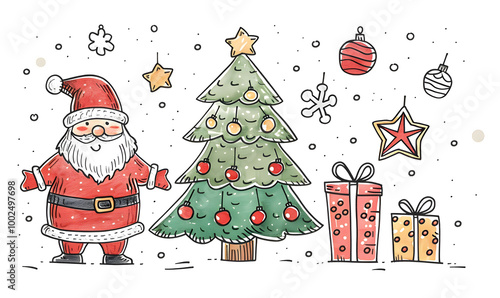 New Year and Christmas card, graphic advertising backgrounds in a doodle 2D illustrator style.
