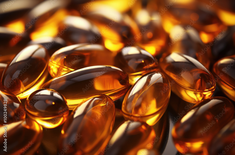 Omega 3 fish oil capsules isolated on a black background Omega 3 fish oil capsules isolated on a black background